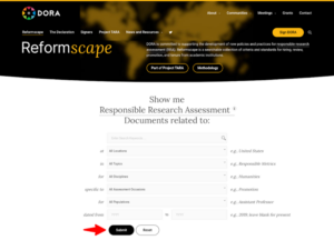 Screenshot of Reformscape with "Search" button highlighted.