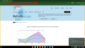 Screenshot of data graphs in Reformscape with URL window in browser highlighted.