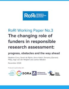 GRC Working Paper No. 3: The changing role of funders in responsible research assessment: progress, obstacles and the way ahead.